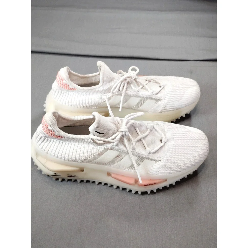 Adidas NMD S1 Primeknit White Dash Grey Solar Orange‎ Men'9 Lifestyle Sneakers